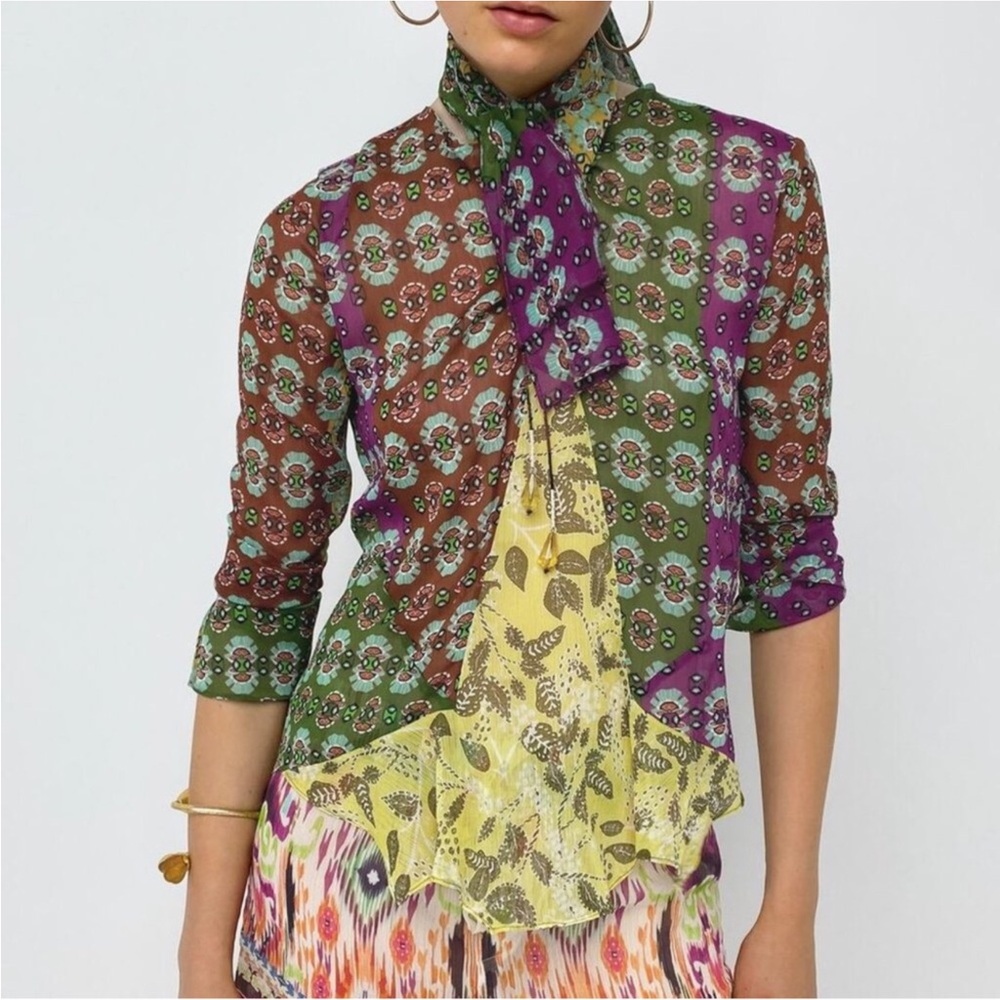 Zara Multicolor Boho Printed Blouse